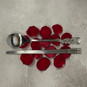 장미 어른 수저세트 1벌 (숟가락+젓가락) no.21